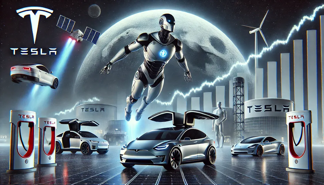 DALL·E-2024-10-27-12.00.07-A-futuristic-serious-toned-Tesla-Optimus-humanoid-robot-flying-towards-the-moon-on-a-rising-stock-chart-with-more-Tesla-themed-elements.-Include-ico