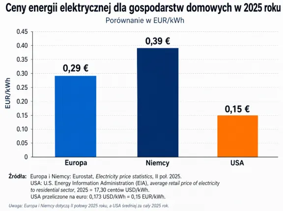 Ceny prądu Europa Niemcy USA