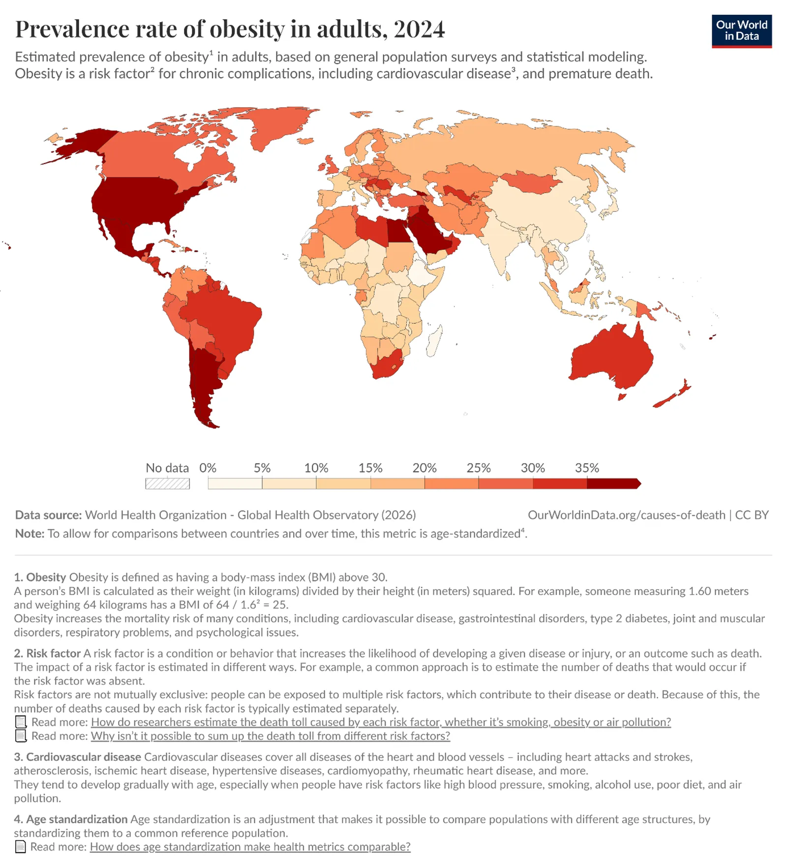Globalna mapa otyłości dorosłych