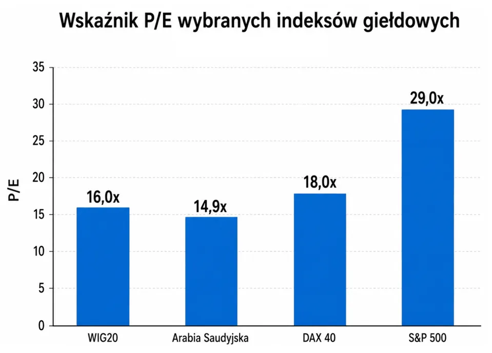 Wskaźniki PE indeksów giełdowych