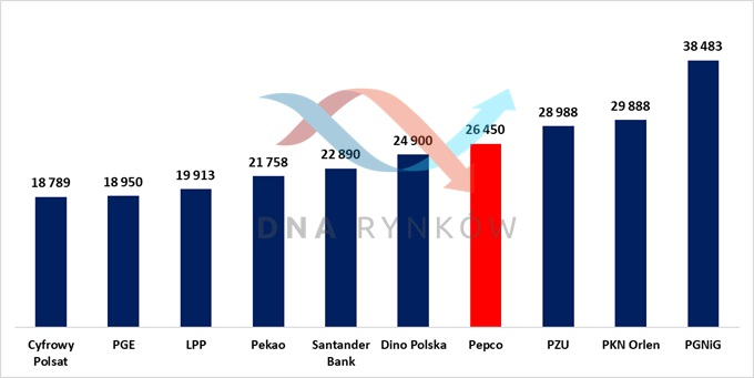 Spółki z GPW o podobnej wielkości, co Pepco Group (w mln zł)