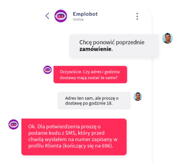 Przykład rozmowy z botem emplocity