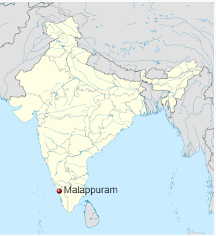 Położenie Malappuram na mapie Indii