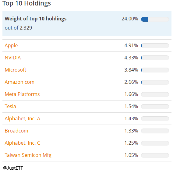 Top 10 pozycji w portfelu – dominacja spółek technologicznych