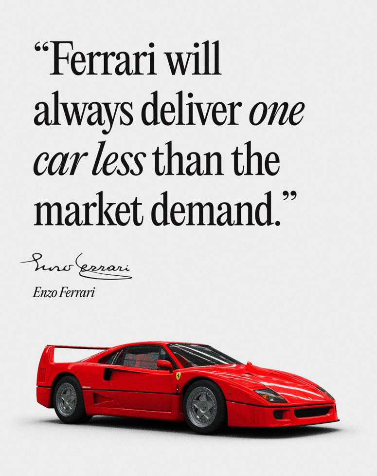 Limitowana strategia Ferrari podkreślona cytatem Enzo Ferrariego i ikoną motoryzacji – modelem Ferrari F40