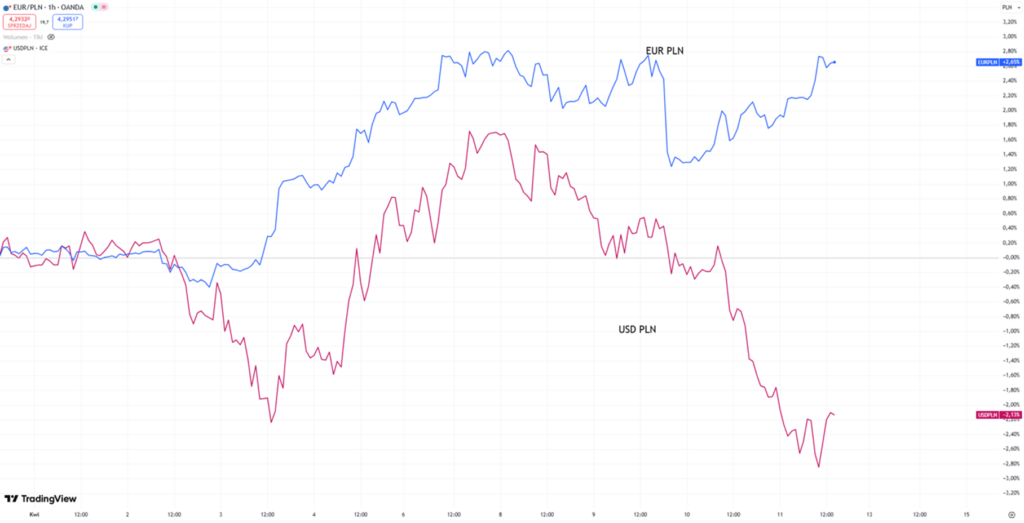 Euro mocne, dolar słabnie – złoty rozdwojony