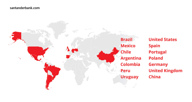 Globalna obecność Banco Santander – 14 rynków na 4 kontynentach