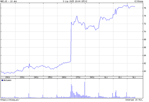 Silne wybicie kursu Nike po publikacji wyników kwartalnych