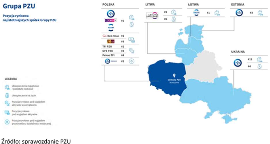 Grupa PZU mapa działalności
